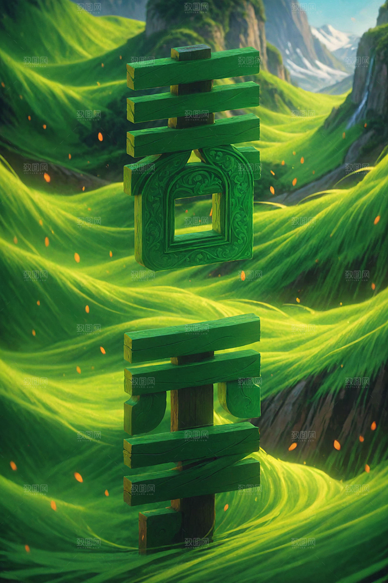 春季春天烂漫立体艺术字