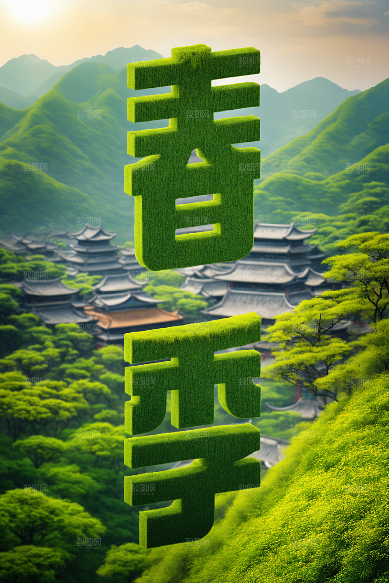 春季春天烂漫3D艺术字