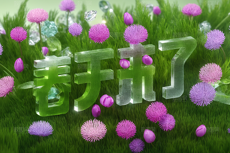 春季春天3D唯美艺术字