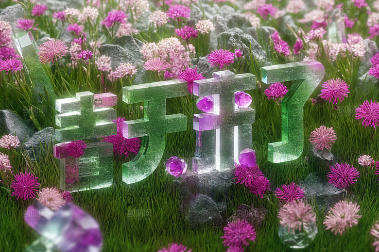 春季春天3D烂漫艺术字