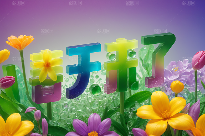 春季春天立体唯美艺术字