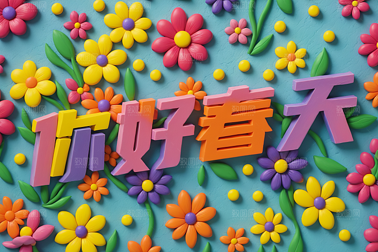 春季春天烂漫风光艺术字
