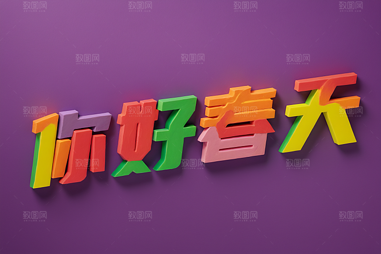 春季春天立体唯美艺术字