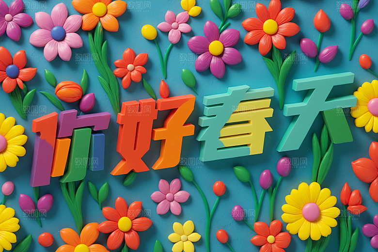 春季春天烂漫风光艺术字