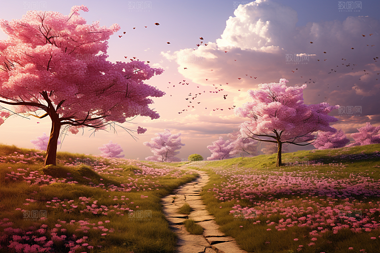春天风景阳光景色摄影图