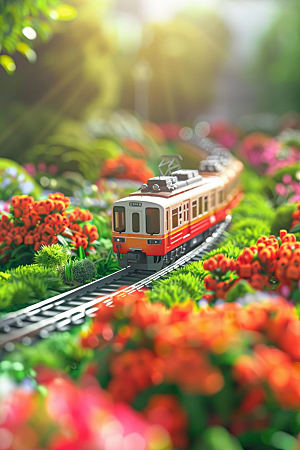 开往春天的列车自然彩色微缩模型