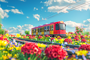 开往春天的列车彩色自然微缩模型