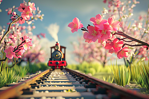 开往春天的列车春色玩具微缩模型