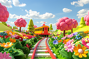 开往春天的列车轨道交通玩具微缩模型