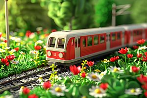 开往春天的列车玩具卡通微缩模型