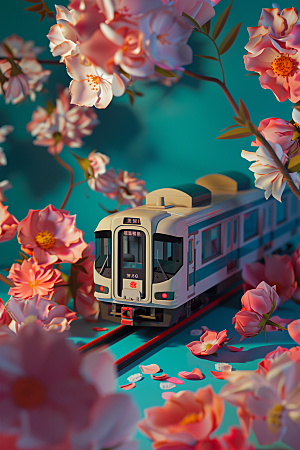 开往春天的列车春色轨道交通微缩模型