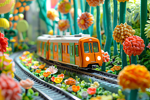 开往春天的列车火车彩色微缩模型