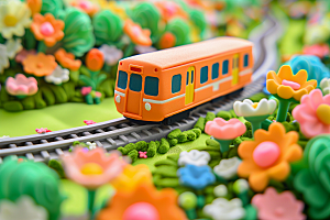 开往春天的列车风景轨道交通微缩模型