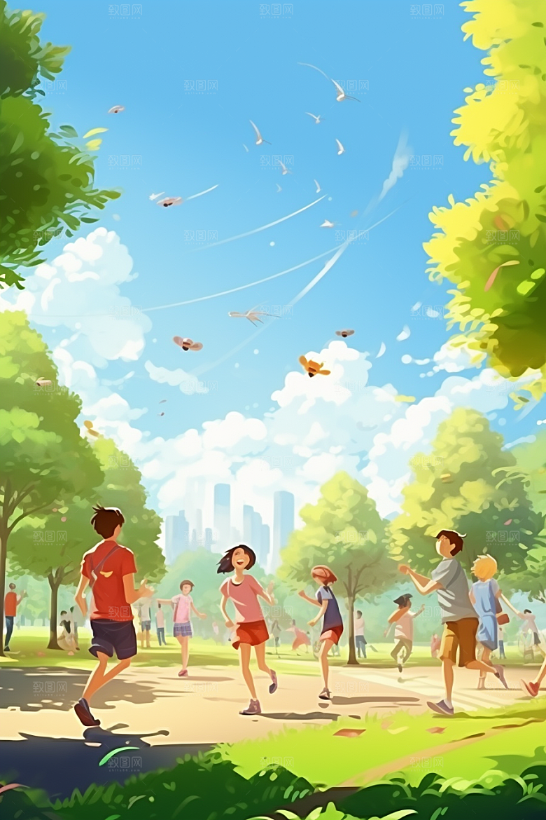春游出行春天插画