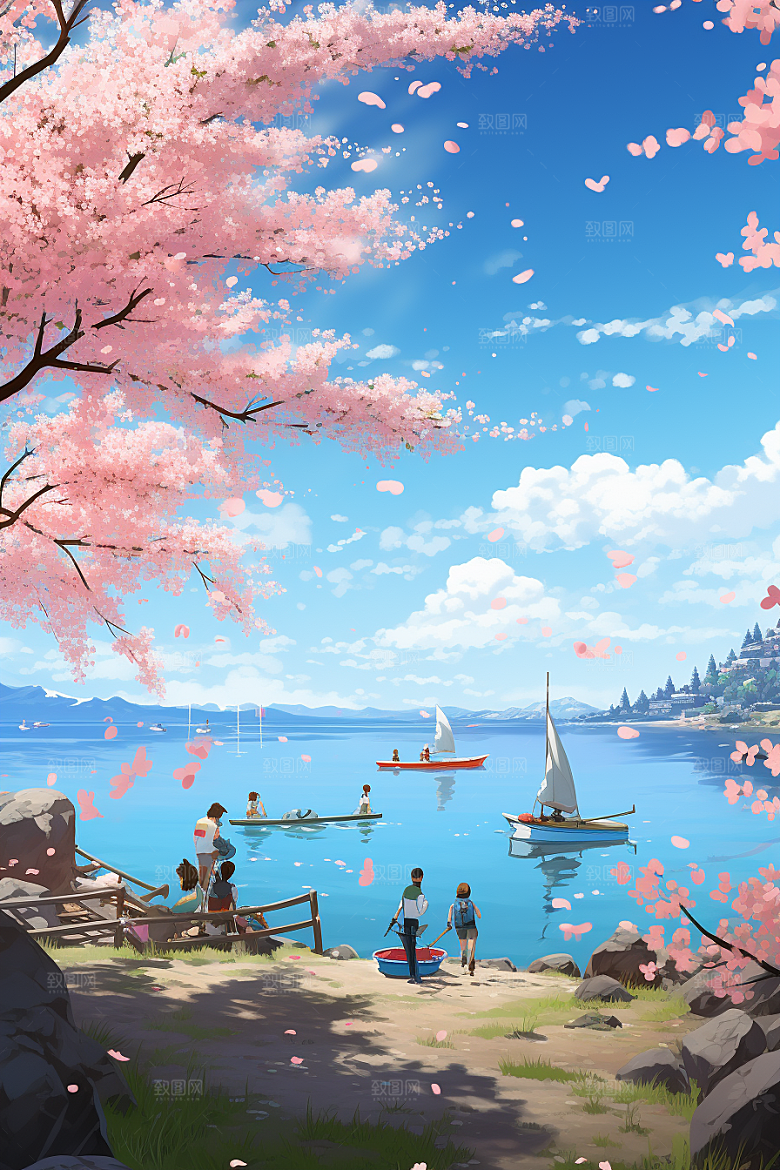 春游旅行郊游插画