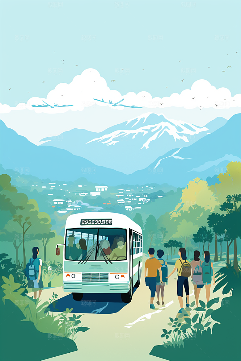 春游旅行户外插画