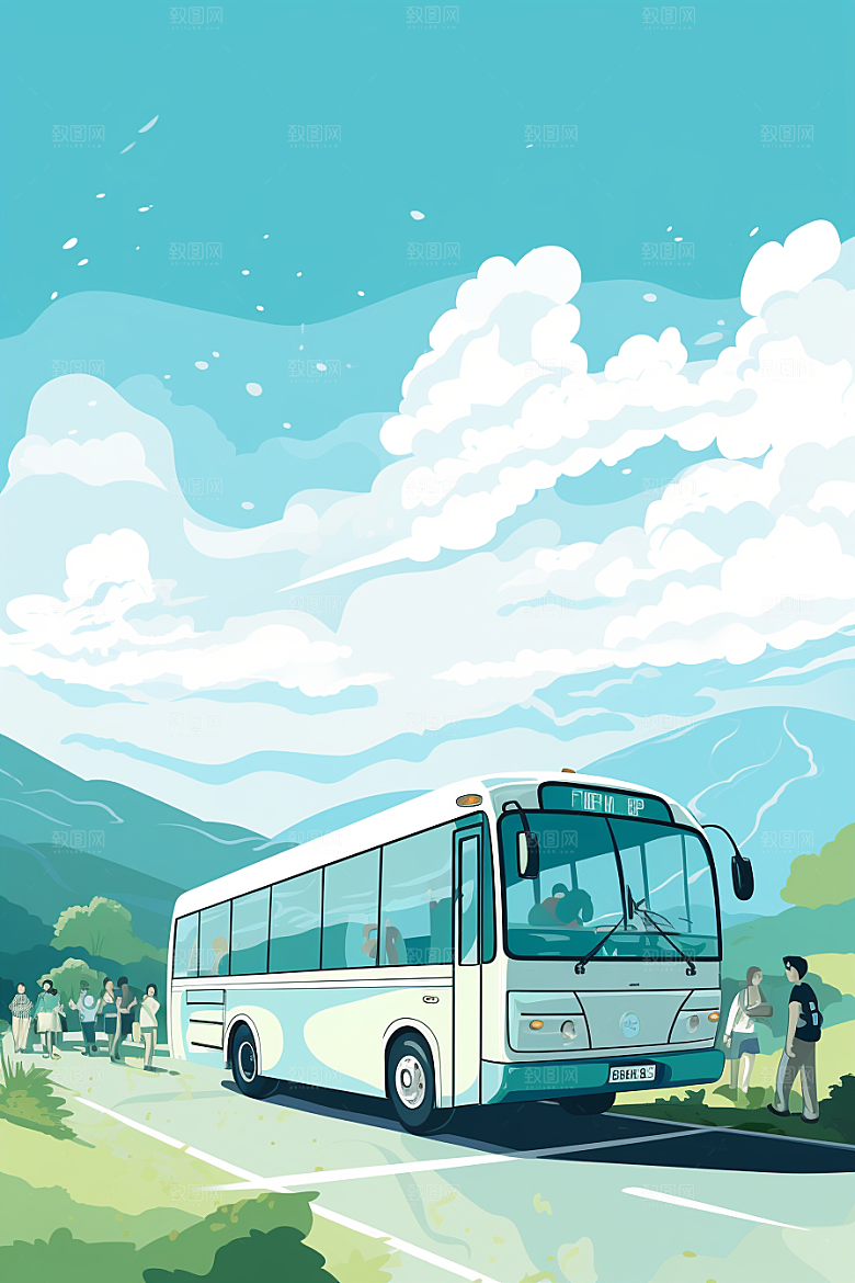 春游出行旅行插画