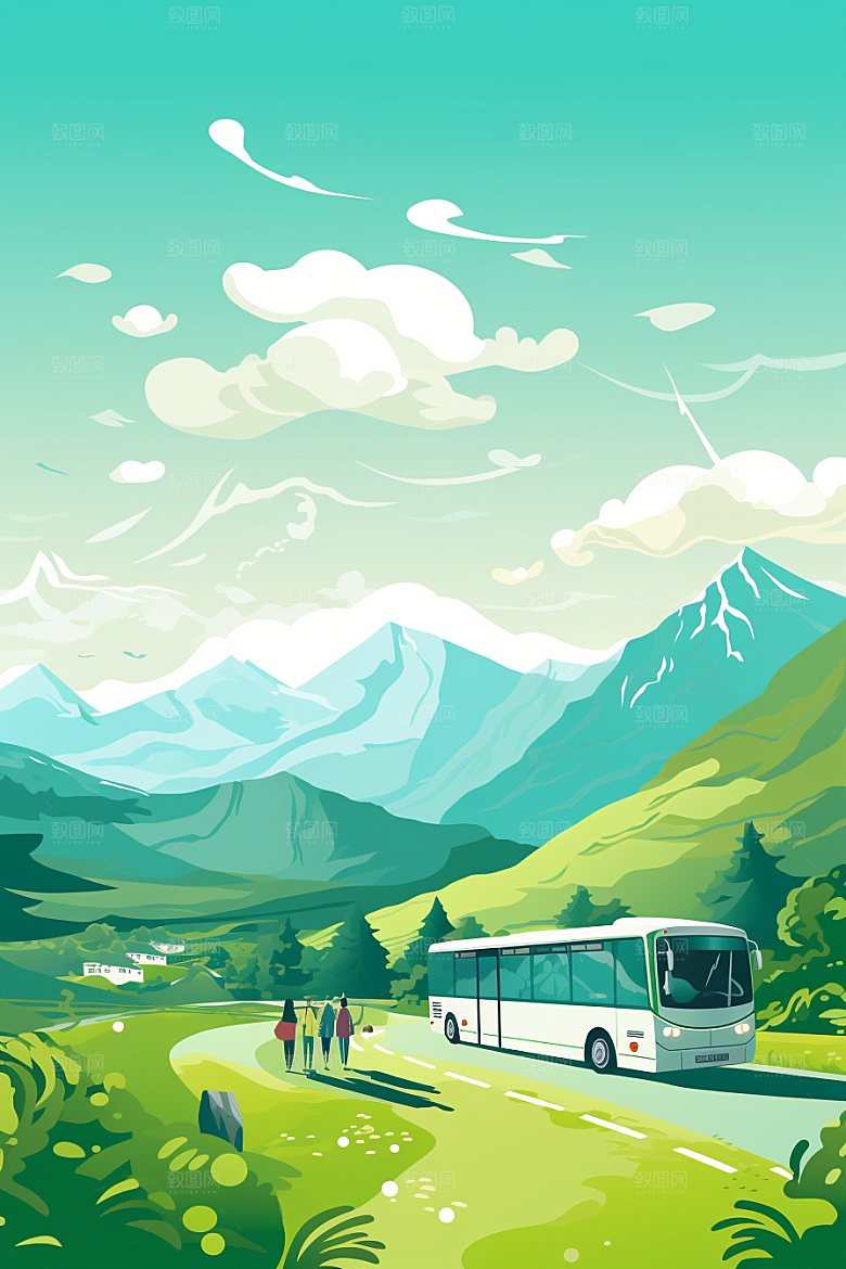 春游旅行户外插画
