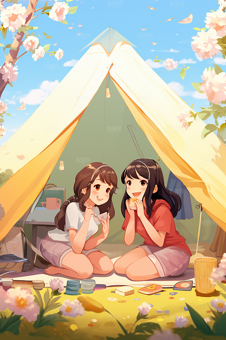 春游春季自然插画