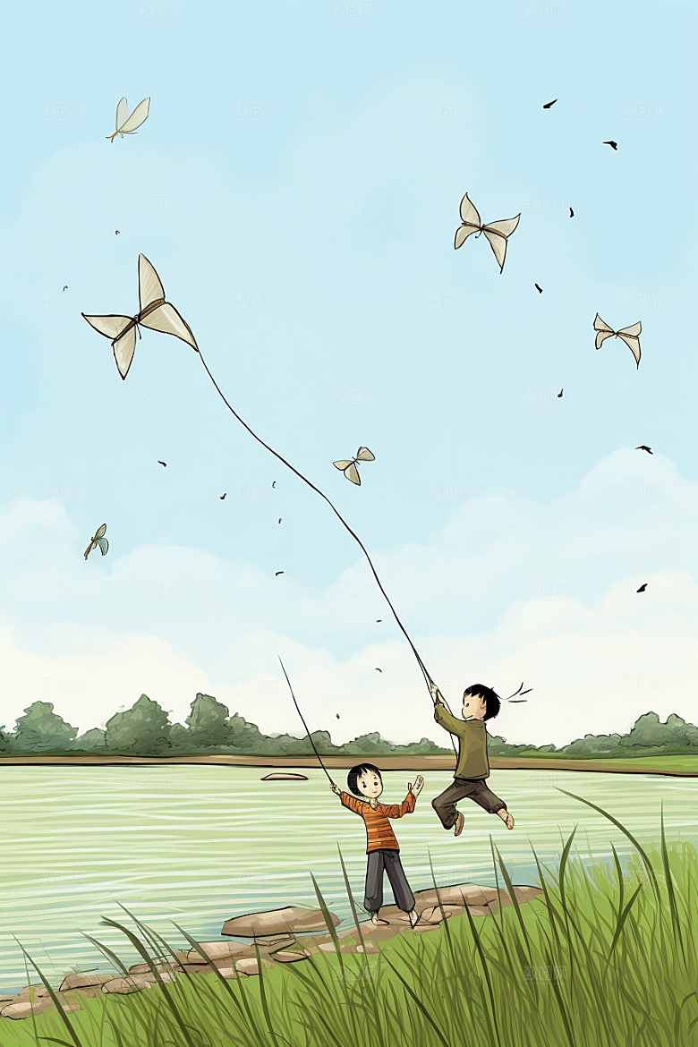春游户外踏青插画