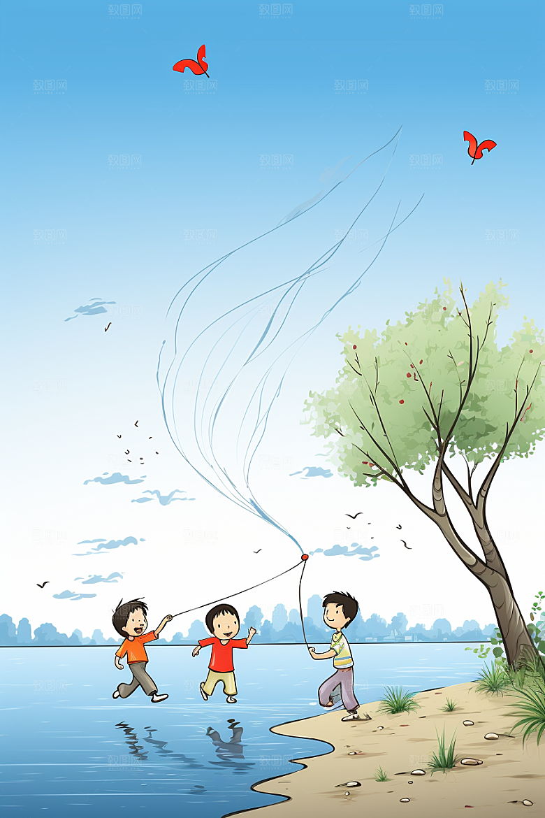 春游郊游高清插画