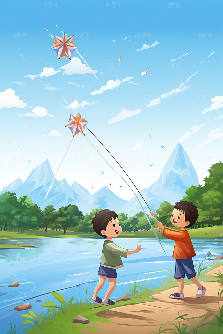 春游踏青旅行插画
