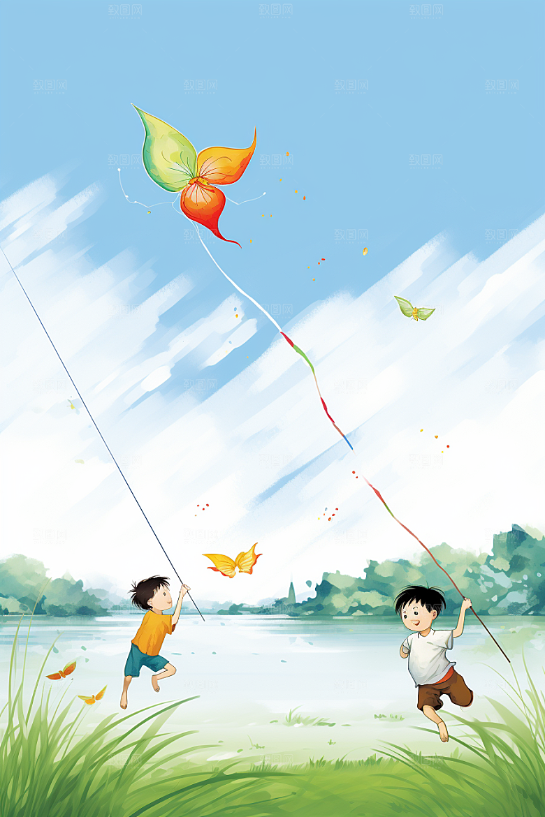 春游踏春旅行插画