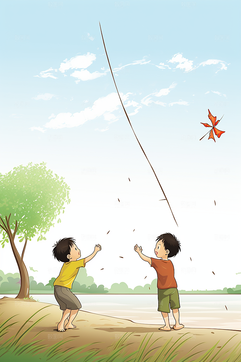 春游自然户外插画