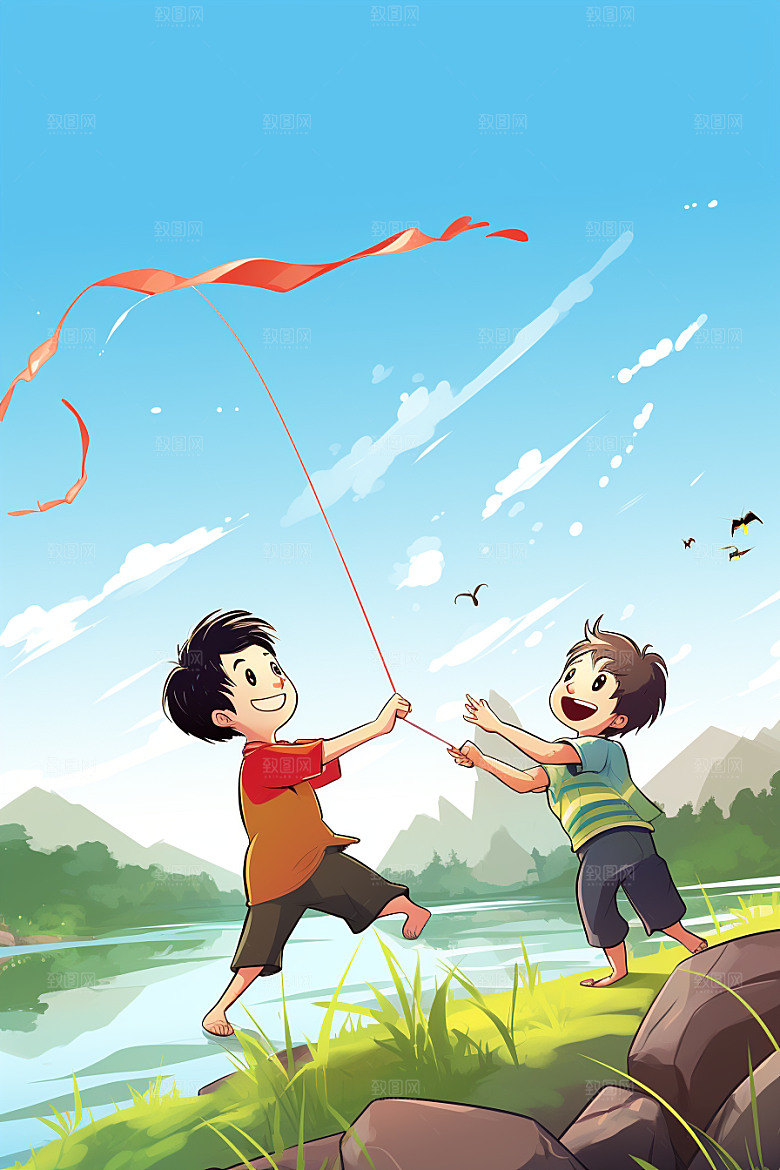 春游踏春踏青插画