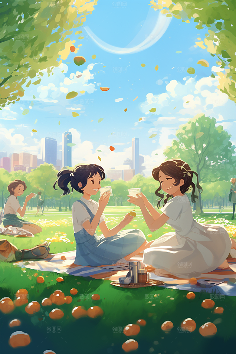 春游旅行自然插画