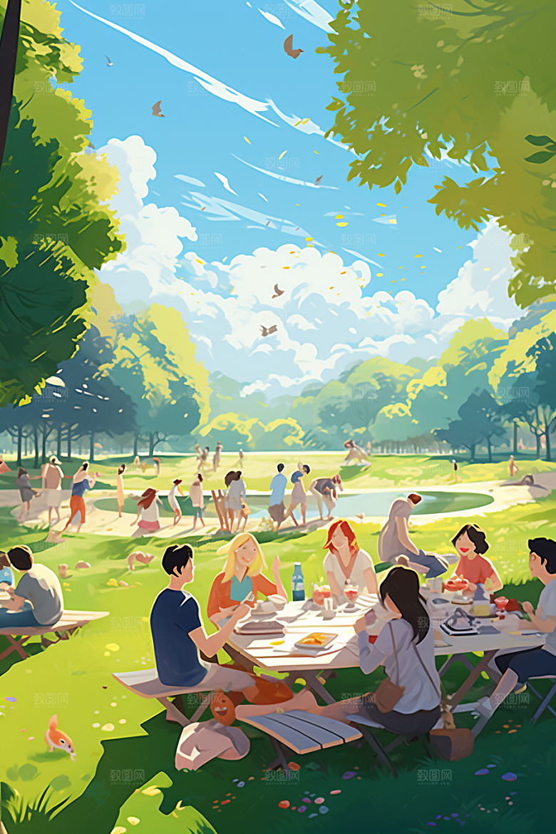 春游旅行高清插画