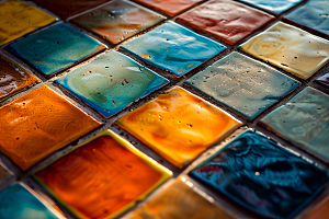 彩绘瓷砖抽象陶瓷摄影图