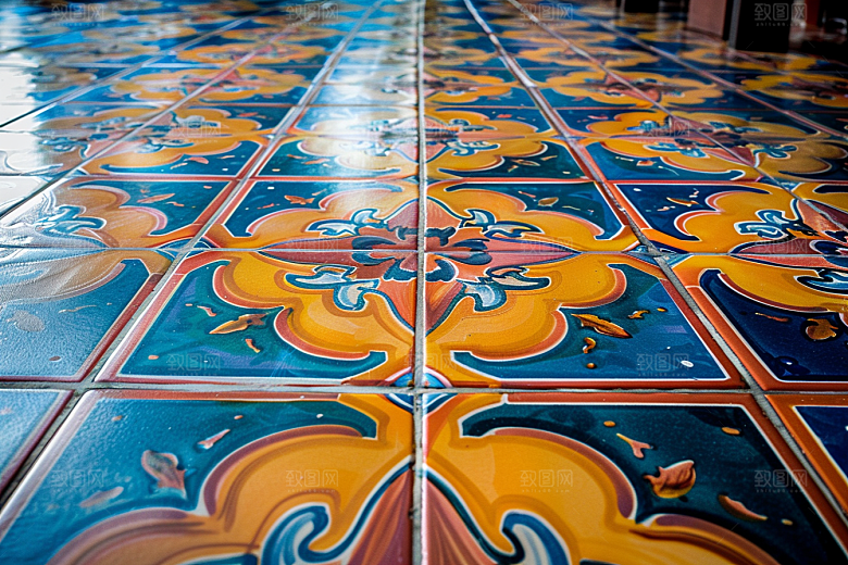 彩绘瓷砖花砖抽象摄影图