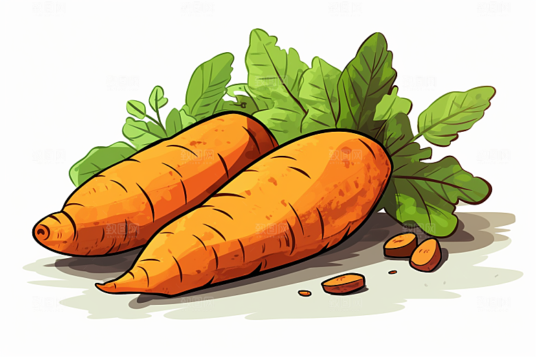 红薯番薯食材插画