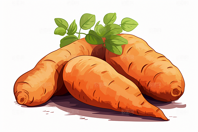 红薯食材山芋插画
