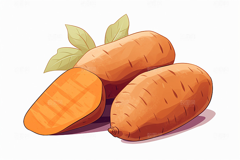 红薯干粮碳水插画