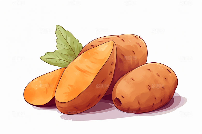 红薯粗粮手绘插画