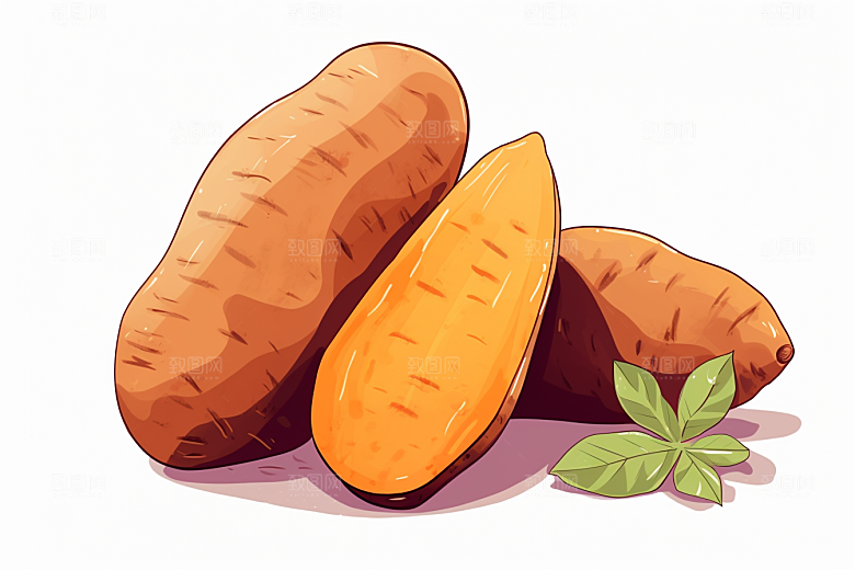 红薯山芋食材插画