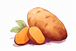 红薯干粮番薯插画