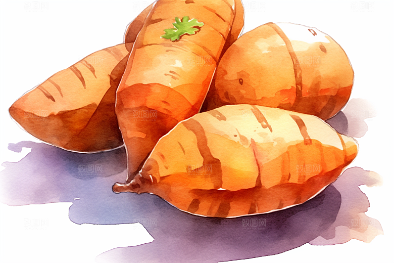 红薯手绘粗粮插画