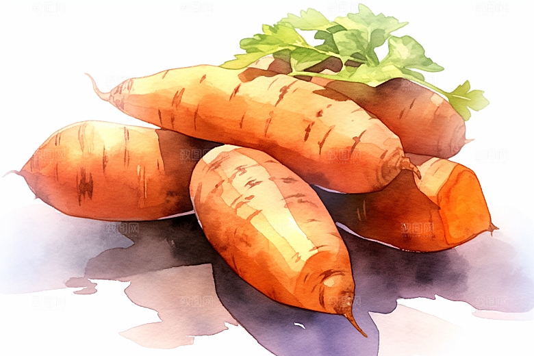红薯山芋粗粮插画