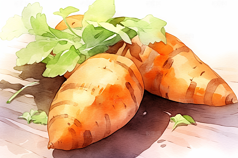红薯手绘干粮插画