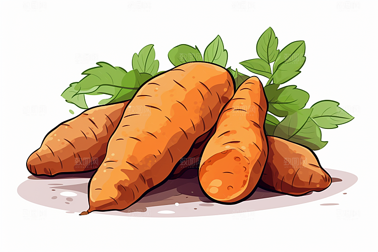 红薯食材碳水插画