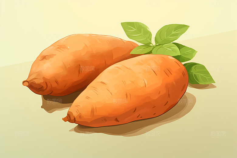 红薯地瓜手绘插画