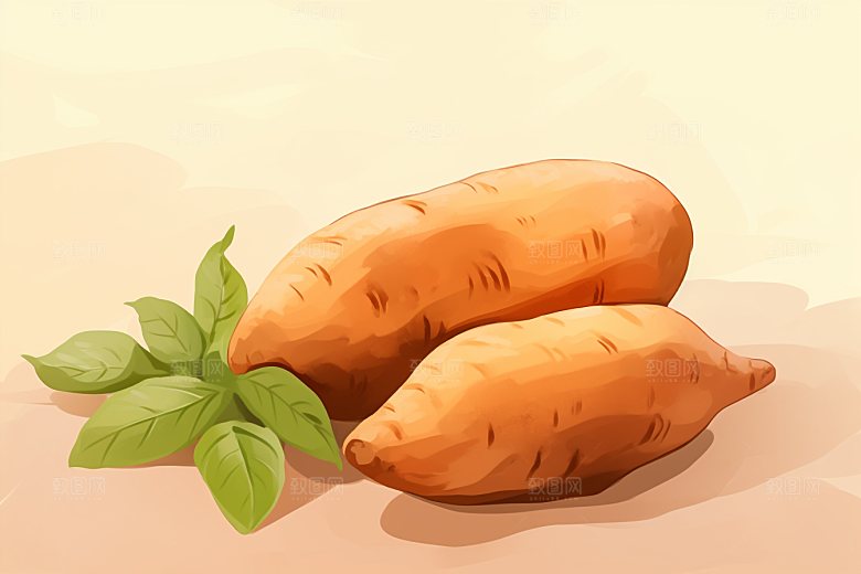 红薯食材地瓜插画