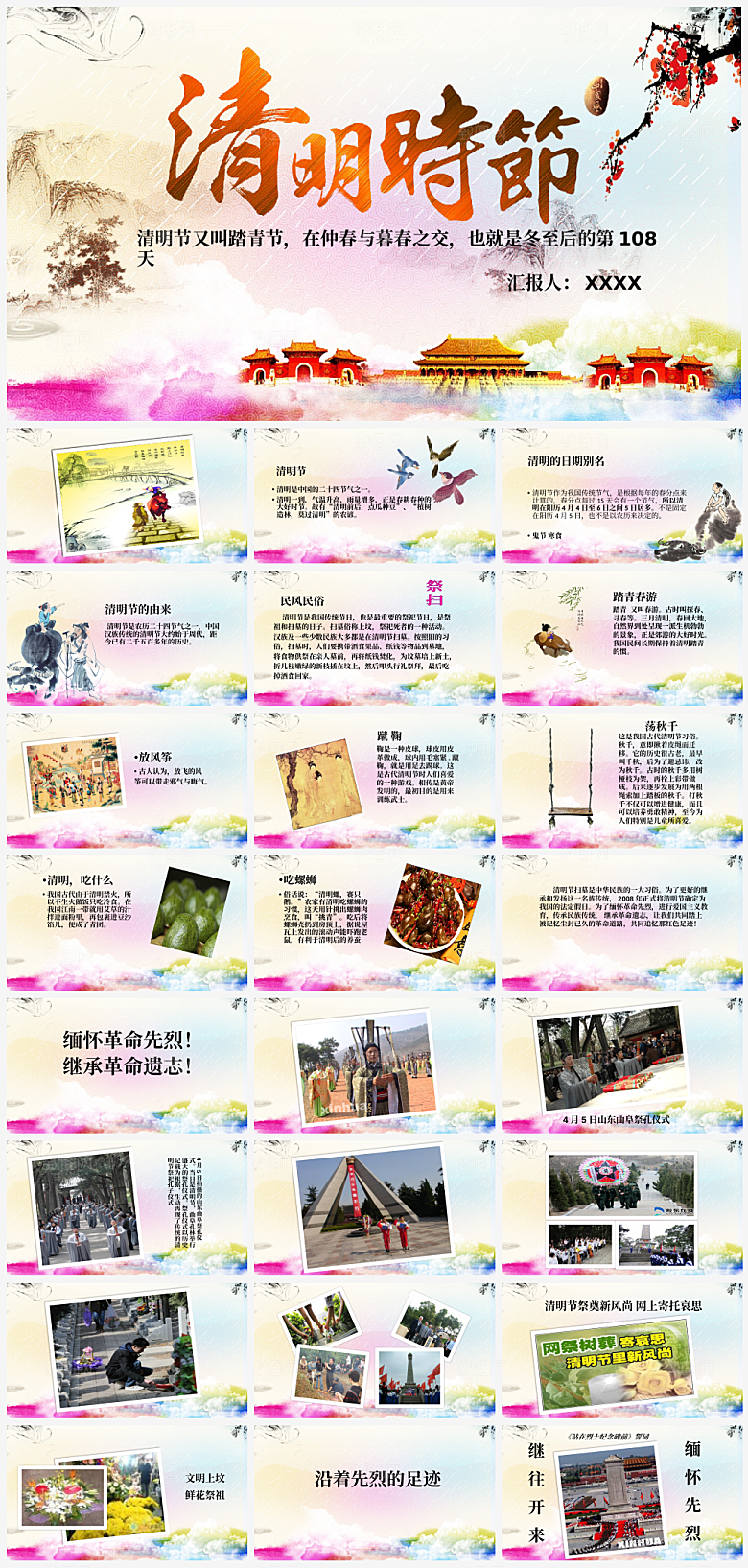 节日清明节主题介绍PPT模板