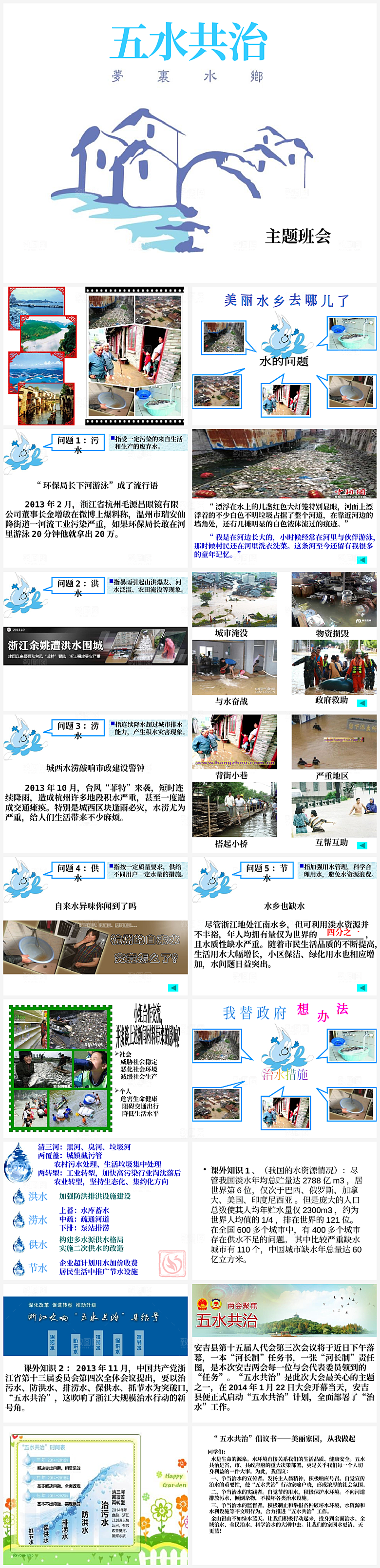 爱护环境节约用水主题PPT模板