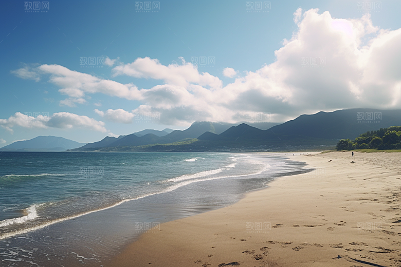 大海沙滩海洋自然摄影图