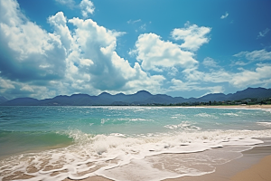 大海沙滩自然海水摄影图
