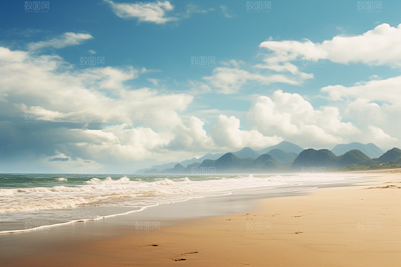 大海沙滩海水自然摄影图